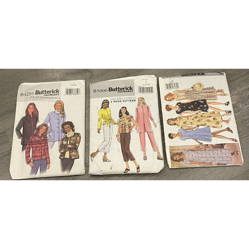 Lot of 3 Butterick Sewing Patterns Womens Large Extra Large Dresses Jacket